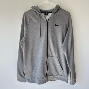 Nike Dri-FIT Men's Gray Full-Zip Training Hoodie Jacket Activewear Sporty